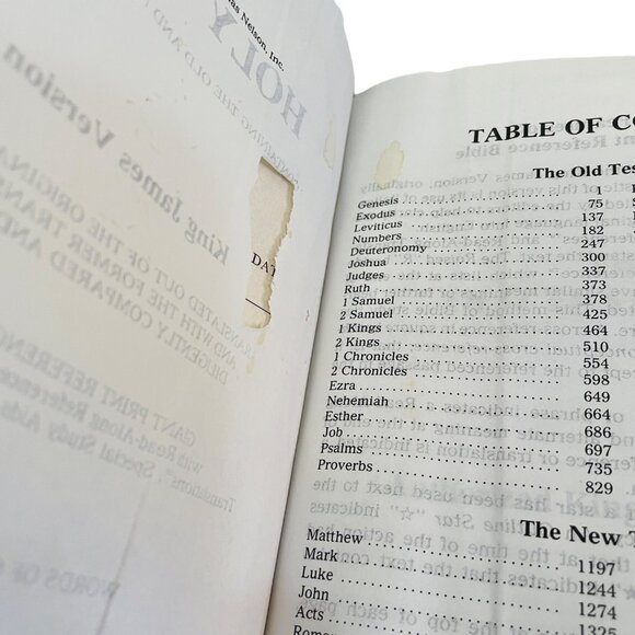 Holy Bible Large Print Black Pleather Cover Gold Gilded Edges 9 1/2x 2" x 6 1/2" - Picture 10 of 13